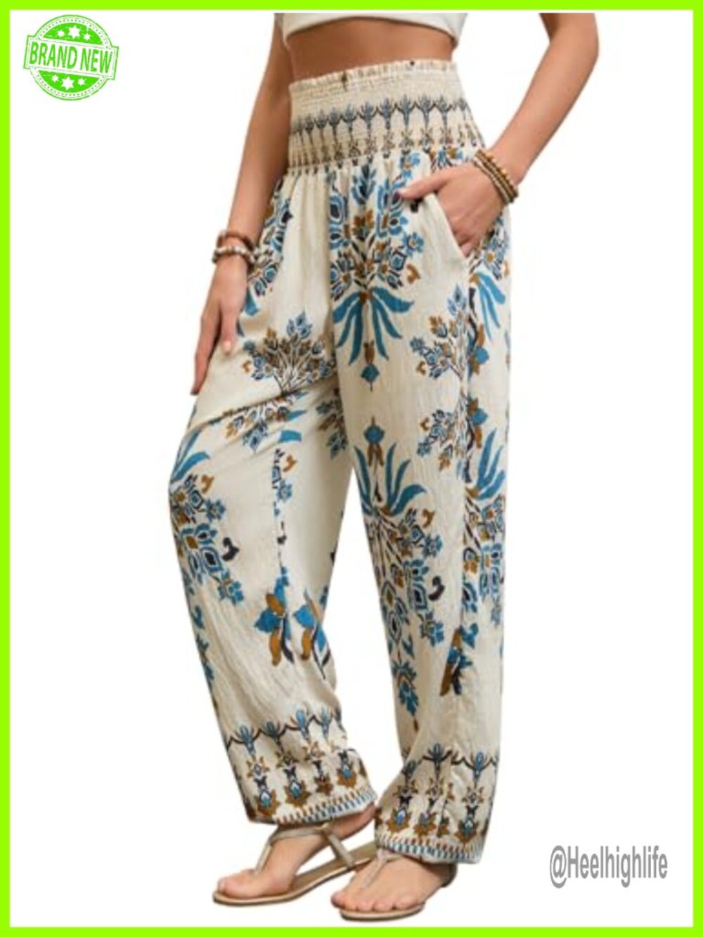 High Waist Harem Yoga Pants with Pockets, Boho Wide Leg